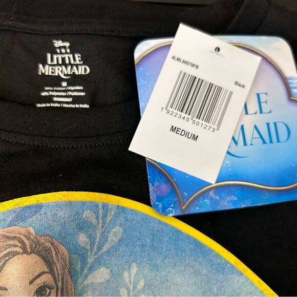 Disney NWT The Little Mermaid T-Shirt Black Graphic‎ Tee Ariel Medium - Picture 4 of 4